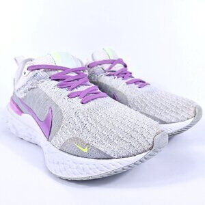 Nike React Infinity Run Flyknit 3 Womens 6.5 Running Shoe Gray Purple DZ3016-100